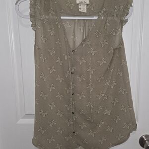 Matilda Jane Khaki Butterfly Print Blouse